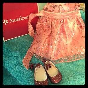 American Girl pink sequined dress with shoes